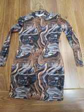 Shein Women Size XL 12 Swirl Pattern Stretch Long Sleeve Pencil Dress Bodycon