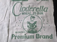 Vintage Cinderella brand flour sack, feed sack material