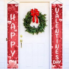 , Happy Valentines Day Banner - XtraLarge, 72x12 Inch  Valentine Door Banner