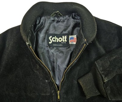 *HOT VINTAGE 70's Men's SCHOTT BOMBER GENUINE SUEDE LEATHER BLACK Jacket 40 S-M