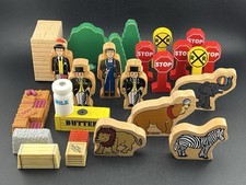 Thomas  Friends Wooden Railway People Signs Animals Trees Cargo - 25 Piece Lot