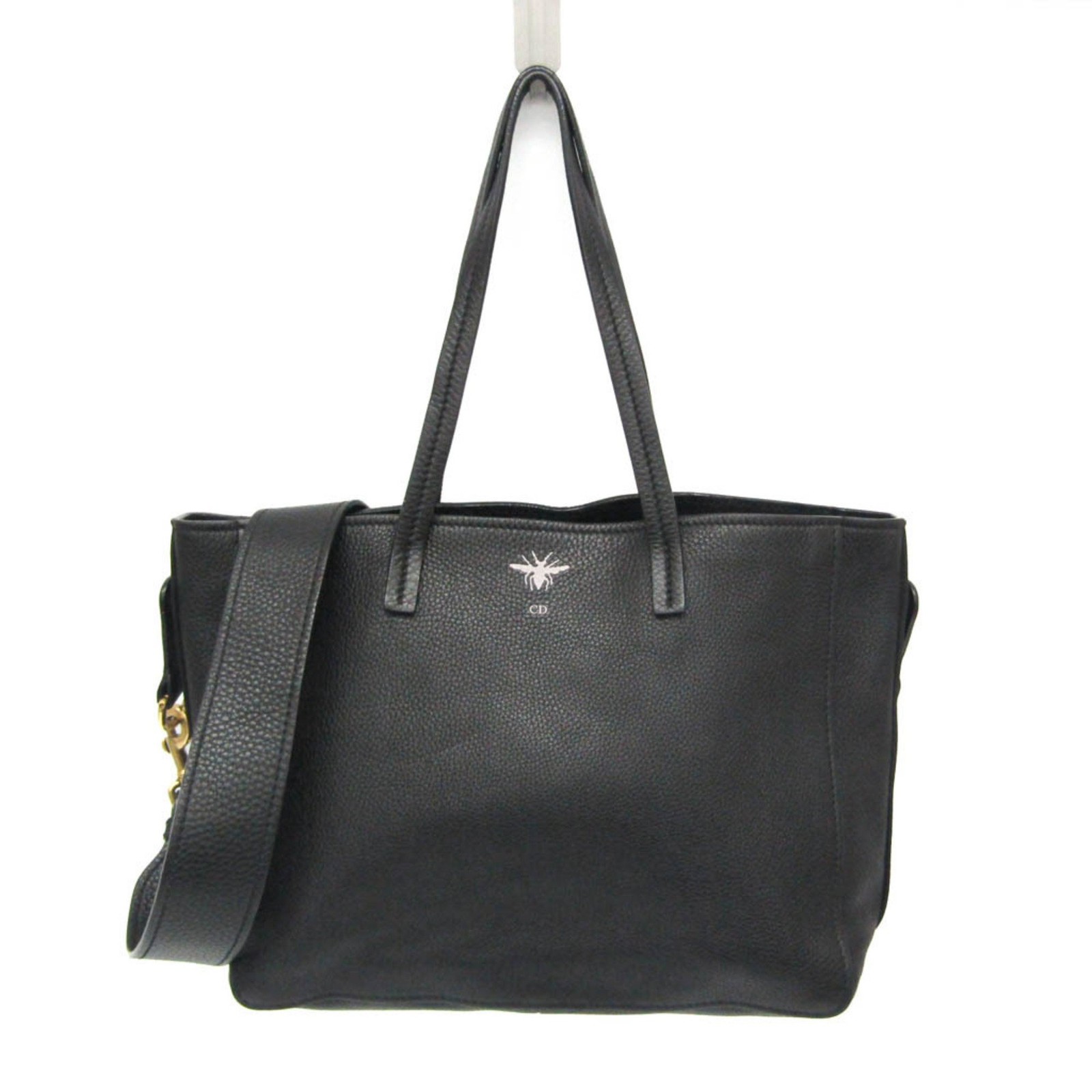 Christian Dior Black Leather Shoulder Tote Bag BF580642 for Women