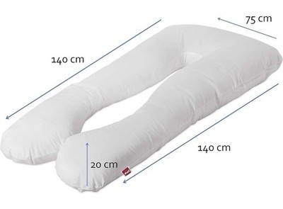 Abeil U-förmiges Schwangerschafts- & Körperkissen   140 × 75 × 20 cm   Weiß