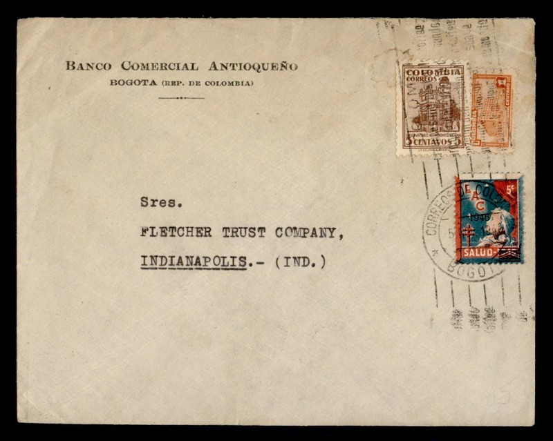 DR WHO 1948 COLOMBIA CHRISTMAS SEAL TIED BOGOTA TO USA R80406