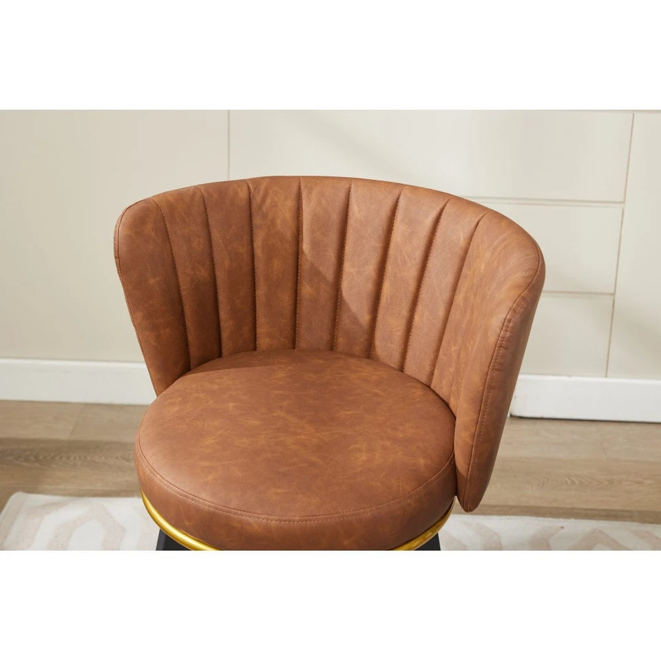 Counter Height Bar Stools 360° Swivel Upholstered Barstools W Backs Metal Legs - Image 4 of 4