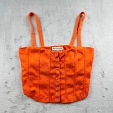 Urban Outfitters Women's Medium Orange Corset Style Snap Front Crop Top