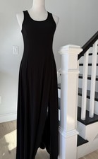 Michael Kors Solid Black Sleeves Maxi Dress High Slit