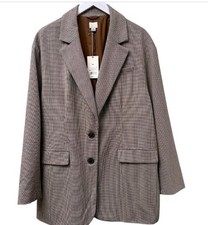 New Day Womens Blazer Size XXL Boyfriend Jacket Brown /Black Check