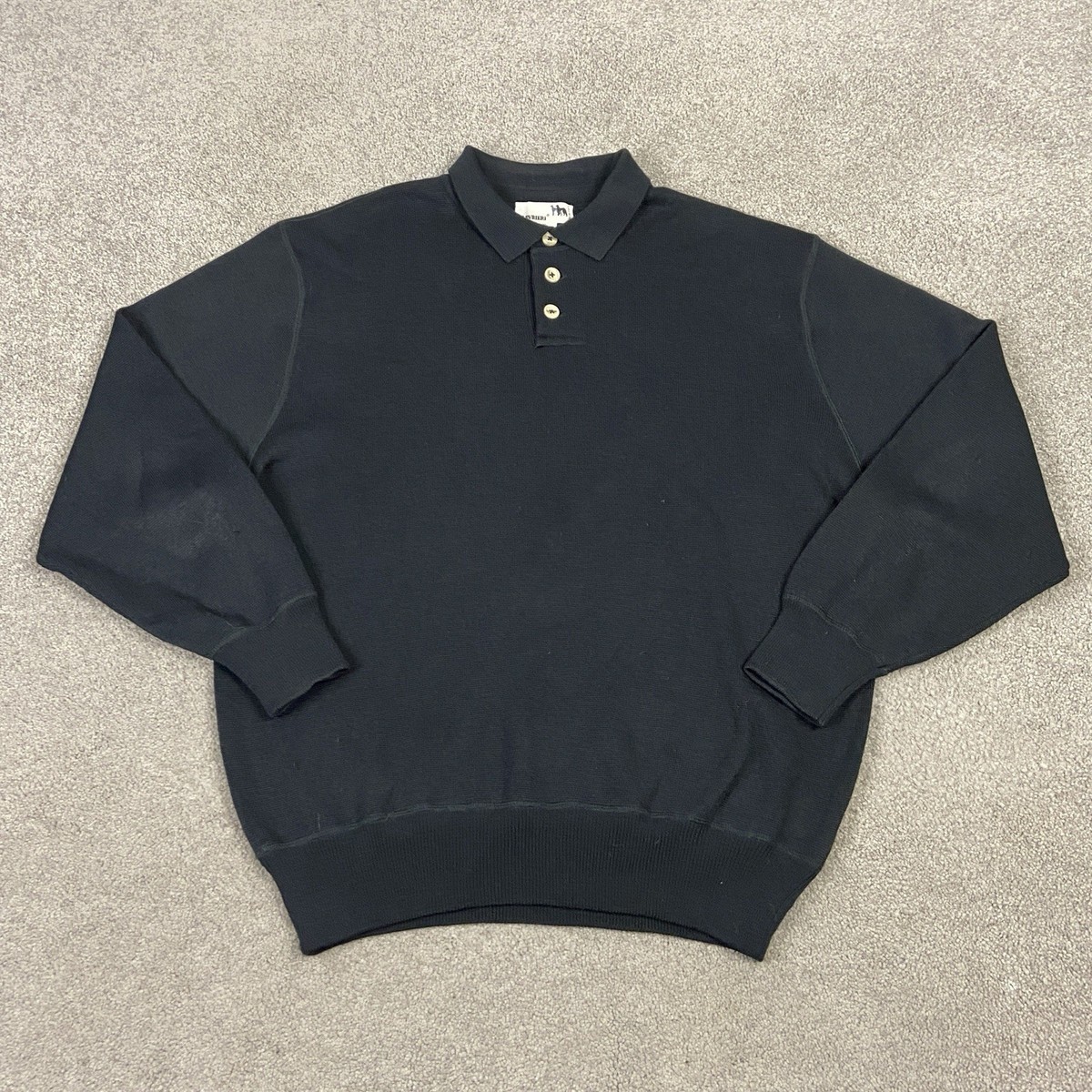 I Levrieri Pure Merino Wool Sweater Mens Large Black Collared 