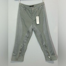 Roberto Cavalli cropped Riding Pants Satin detail Steel Size S 875