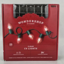 25ct Steady Red Clear String Lights Green Wire Wondershop Target C9 Xmas Holiday