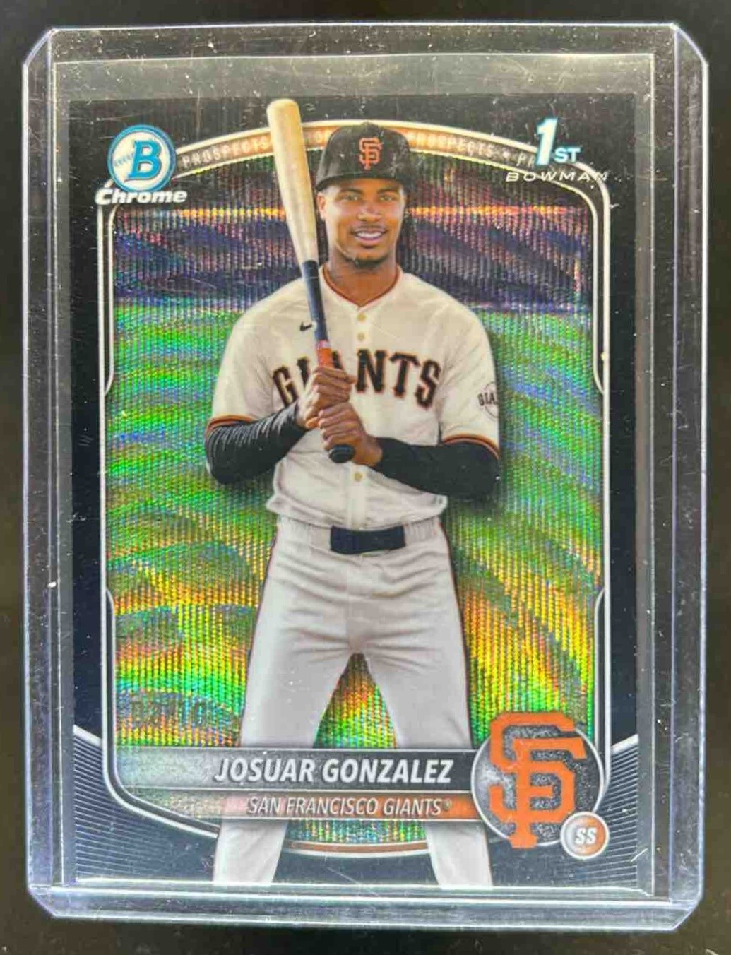 2025 Bowman Chrome Josuar Gonzalez Black Wave Refractor 1st Prospect #/10 Giants