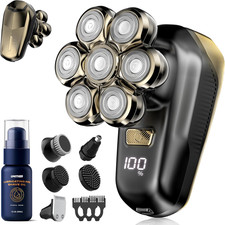 Electric Shaver Razor Cordless Waterproof with 7D Magnetic Shaver Heads/Wet &Dry 12