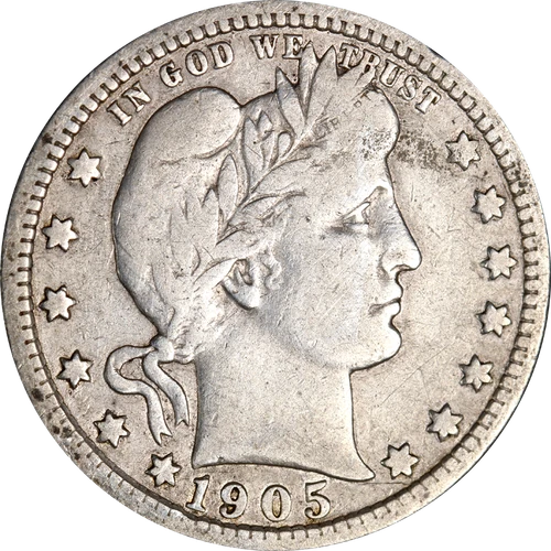 1905-P Barber Quarter - Cleaned