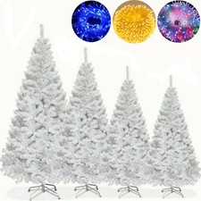 4ft 5ft 6ft 7ft White Christmas Tree w/ Lights Warm Blue RGB Fairy String Lights