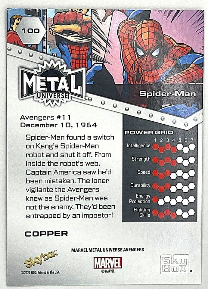 2024 Upper Deck Marvel Metal Universe №. 100 Spider-Man 🕸️ Copper FX - Image 2 of 2