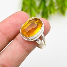Citrine Gemstone 925 Sterling Silver Ring Handmade Jewelry Ring Gift For Wife