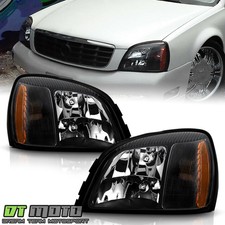 Black 2000-2005 Cadillac Deville Headlights Headlamps Leftright Aftermarket Set Black 2000-2005 Cadillac Deville Headlights Headlamps Leftright Aftermarket Set