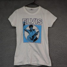 Elvis Shirt Women’s Large White Retro Made In USA