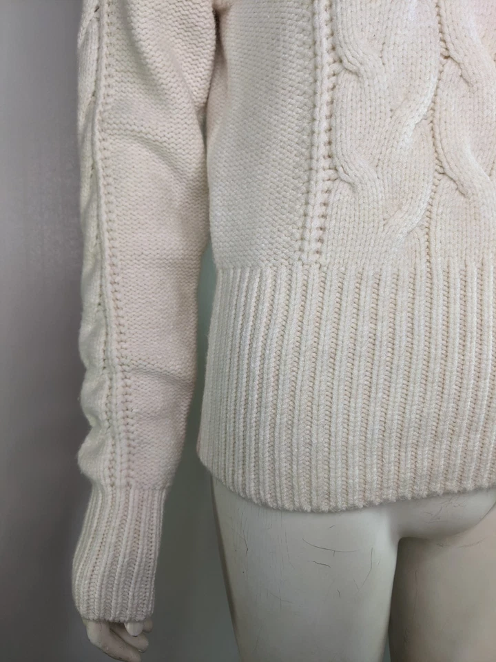 Suéter Tejido con Cable Para Mujer Grueso Blanco Crema Suave S Lana Cachemira De Gran Tamaño Foto 4 de 4