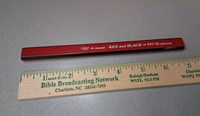 Vintage DIXON RED and BLACK 997-M Carpenter Pencil 