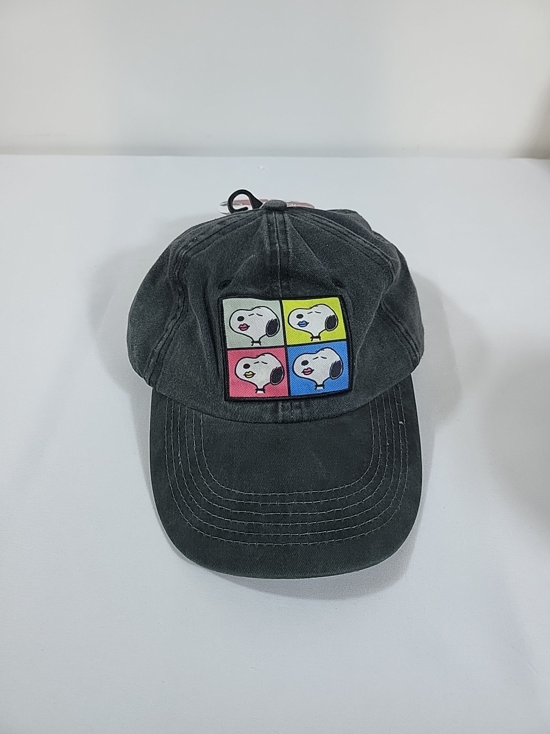 Peanuts New Ball Cap Hat Embroidered Snoopy Headshots Grey Slide Back Strap