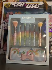 Care Bears X Impressions 6 Piece Frosted Brush Set W/ Rolled Up Make Up Bag RARE