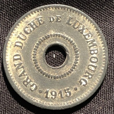 1915 Luxembourg 10 Centimes Zinc Coin - Grand Duche - VF (Very Fine) condition