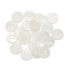 21Pcs Natural Shell Button 4 Hole 12.5mm Round Mother of Pearl Buttons White