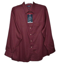 Men's Chaps Regular Fit Wrinkle Free Herringbone Dress Shirt Size 14 - 14 1/2