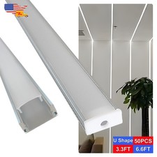 U-Channel 3.3FT/1M Led Aluminum Profile 50 Pack With Frosted Cover For Led Strip