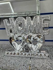 Crushed Diamond HOME Letter In Double Heart Sculpture for Home Decor Ornaments