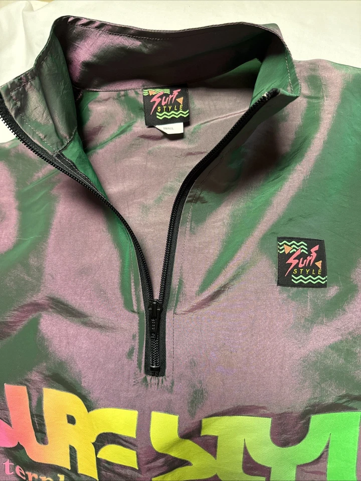 VIntage 90s Surf Style Windbreaker Jacket Mens Small Beach Translucent - Image 2 of 4