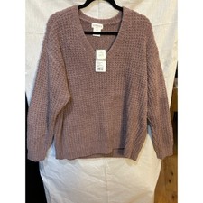 SOFTIES Marshmallow Waffle Knit V Neck Long Sleeve Sweater Pant Set XL Driftwood