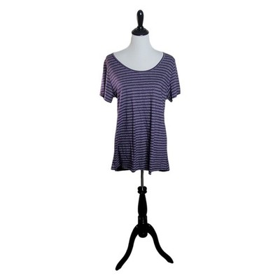 LuLaRoe Classic T Plus Size 18/20 Purple Stripe 1X/2XL Scoop Neck Short Sleeve