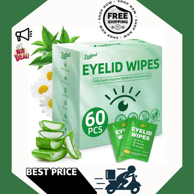 Tea Tree Oil Eyelid Wipes 60PCS Individually Wrapped Sensitive Eye Lid Cleaning