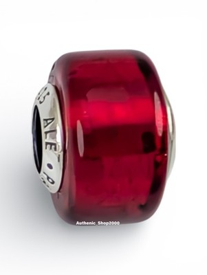 New 100% Authentic PANDORA 925 Ale Silver Red Murano Glass Charm 794425C00