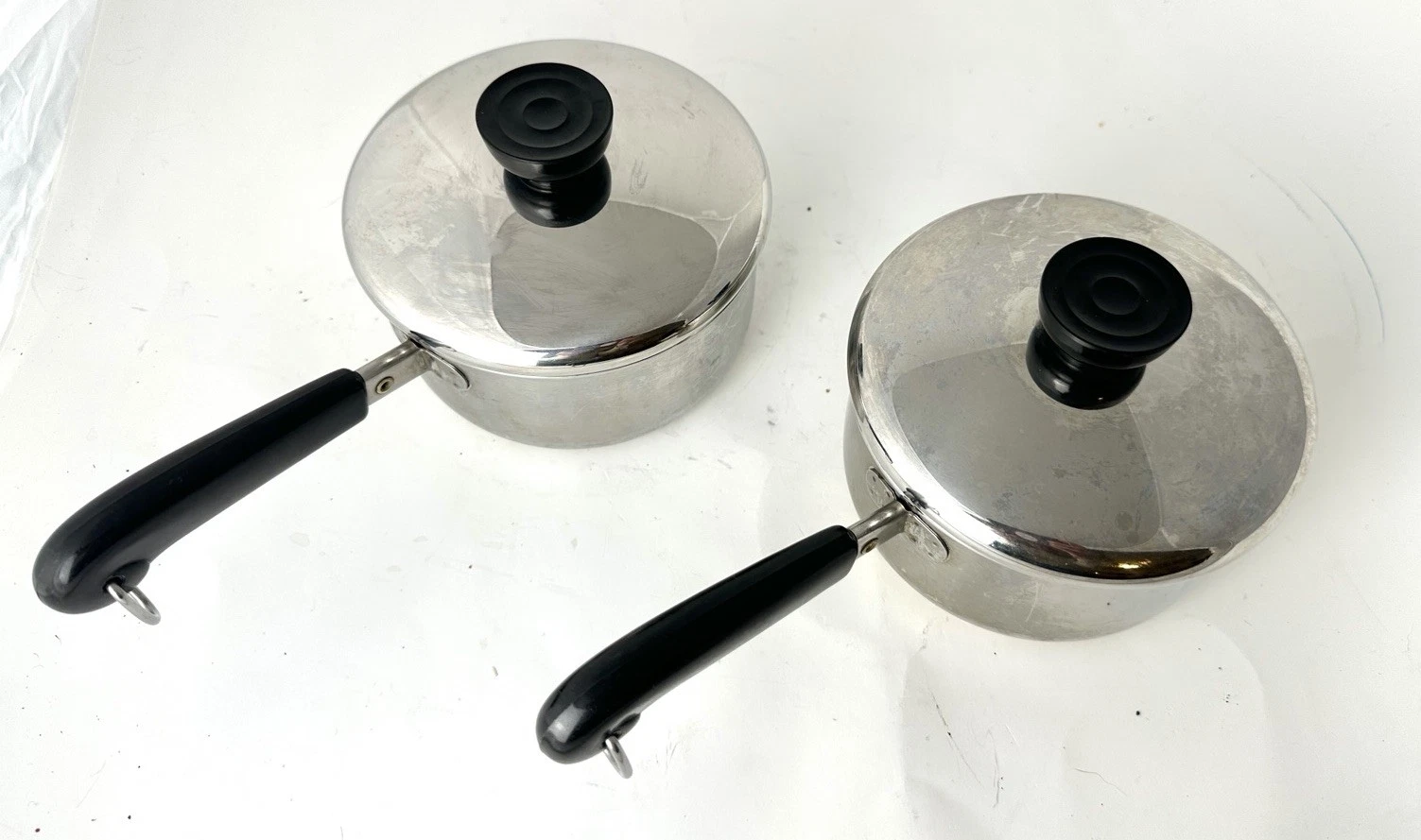 2 VTG 1801 Revere Ware 1 Qt - 83 Sauce Pan Pot w/Lid Stainless Steel USA Made