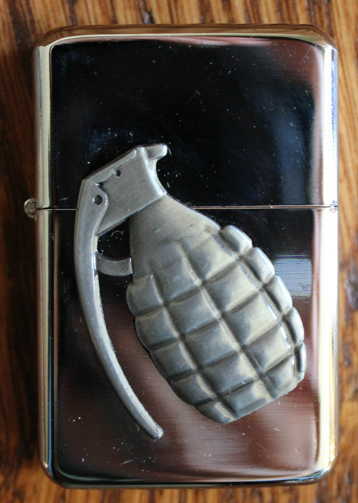 New Chrome Wind Proof Refillable Grenade Military Biker Goth