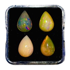 4 Pcs Natural Ethiopian Opal 10x7mm Pear Untreated Loose Cabochon Gemstones Lot