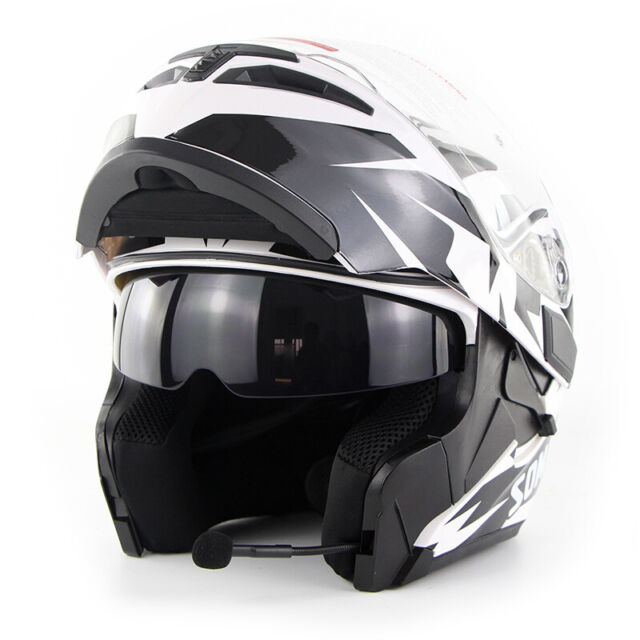 Bluetooth Motorcycle Helmet Dual Visor Flip Up Modular Full Face BT