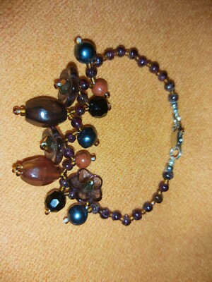 Braunes Glasperlen Armband mit wunderschönen braun/schwarz/orangen Perlen/marine Perlen