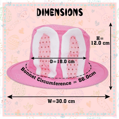 56cm Easter Top Hat Basket Rabbit Bunny Ears Bonnet Treat Bucket Egg Hunting Set - Picture 24 of 67
