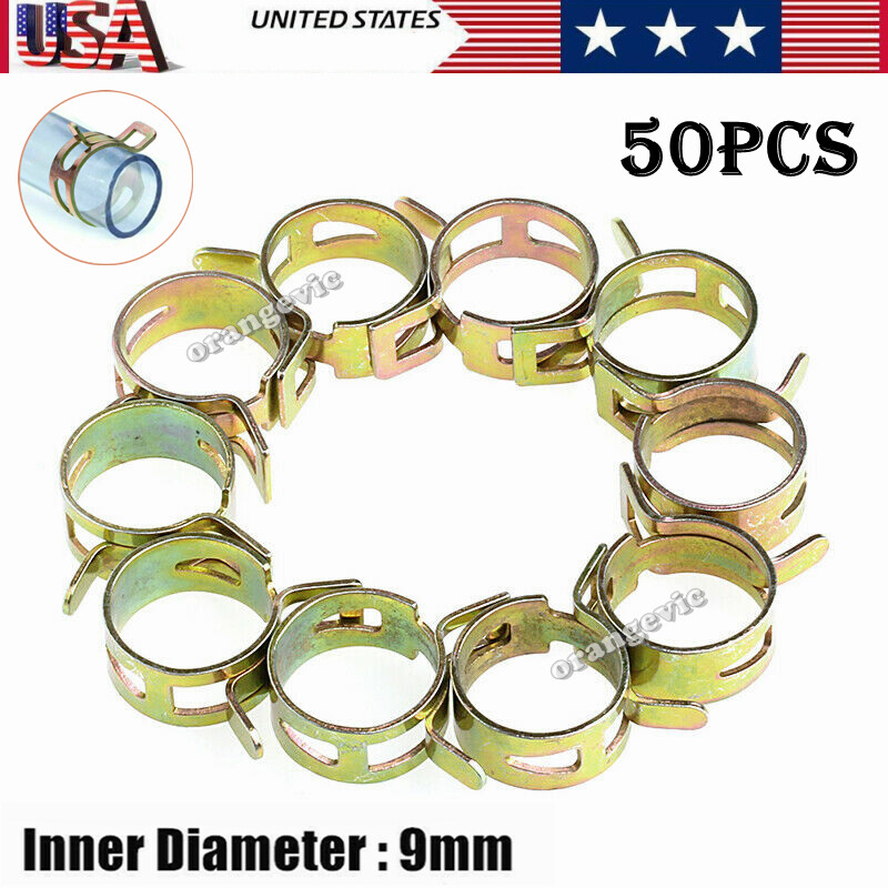 US 50PCS 0.3 9mm Hose Spring Clips Fuel Line Water Pipe Air Tube Clamps - Foto 7