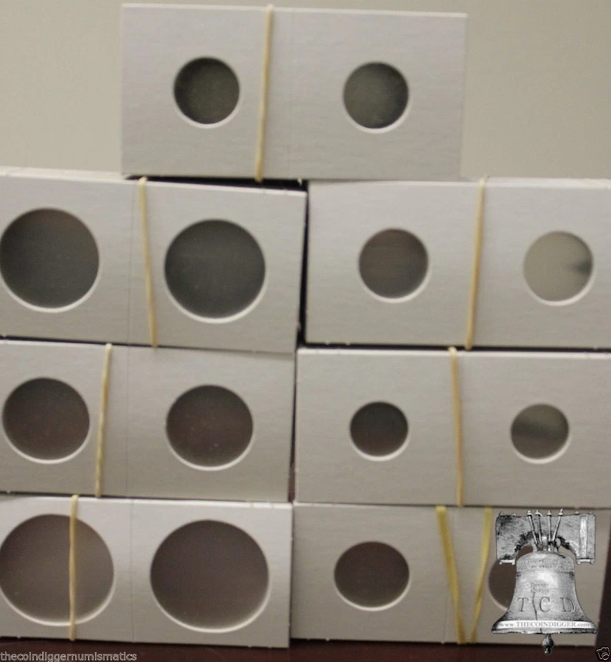 50 Assorted 2x2 Mylar Cardboard Coin Holder Paper Flip US Mint Variety 7 Sizes