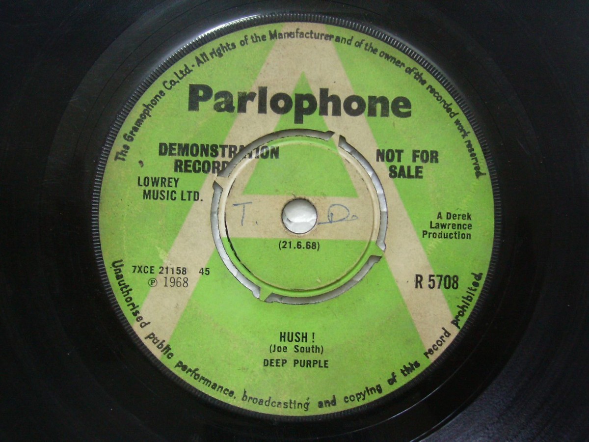 英7” Deep Purple Hush ! R5708 Parlophone /00080 DeEP Purple Hush Single R5708 1968 7
