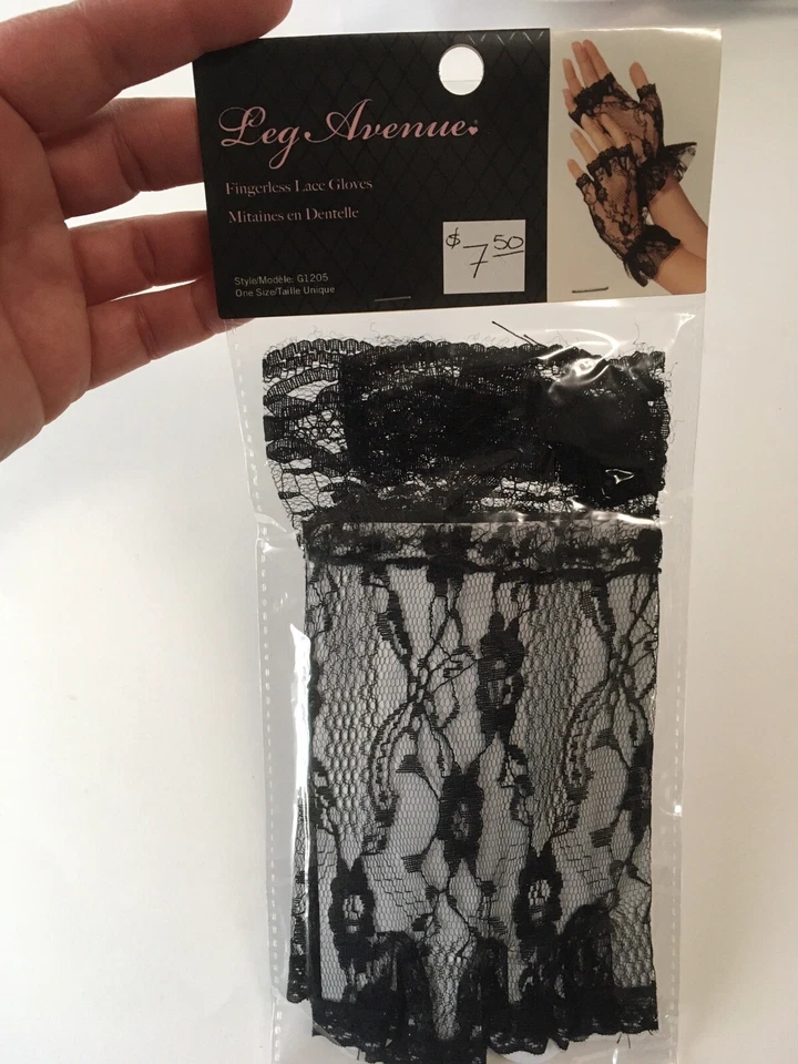 Leg Avenue Black Lace Gloves Fingerless Victorian Style NIP One Size G1205 - Image 2 of 4