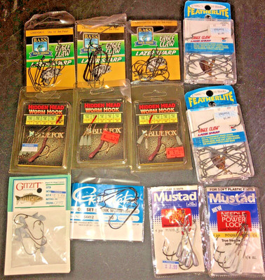LOT OF 75 Assorted SIZE BASS Hooks FISHING EAGLE CLAW Gamakatsu MUSTAD 2/0 3/0