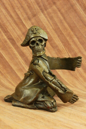Modern Abstract Skull Skeleton Wine Holder Bronze Sculpture Figurine Gift - Picture 1 of 11
