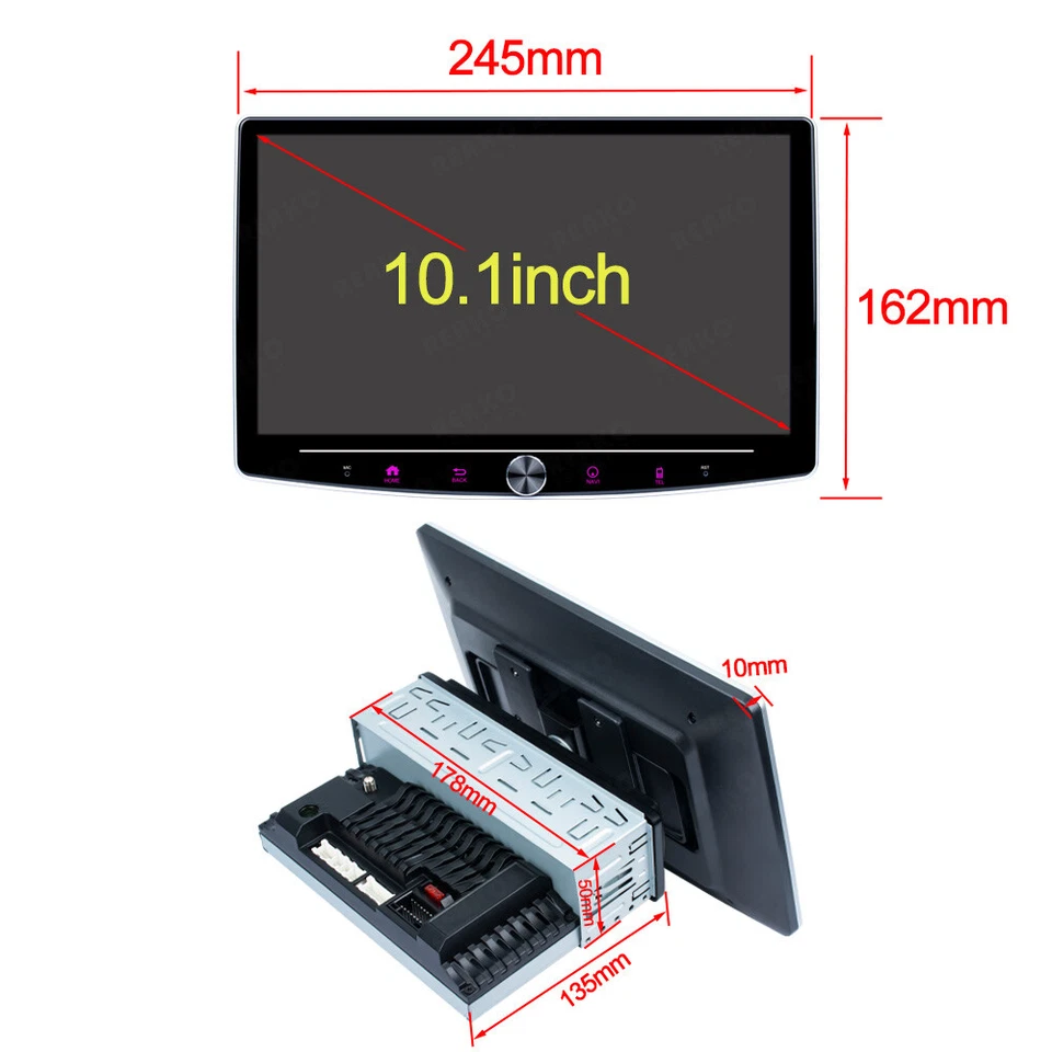 10.1'' 2+32GB Rotatable Screen Car Radio Stereo Carplay GPS BT WiFi FM RDS USB - Image 2 of 4